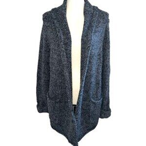 Anthropologie Womens Open Front Knit Cardigan Blue Size XS Textured Soft Pockets